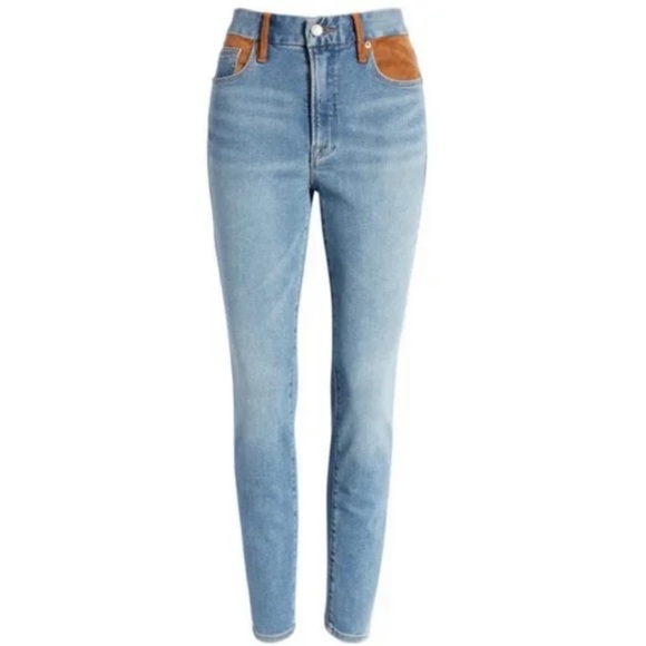 NWT GOOD AMERICAN SUEDE MIX HIGH WAIST GOOD LEGS SKINNY JEANS SIZE 8/29 - Picture 7 of 16